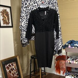 Love By Design Elegant Black Lace Long Sleeve Dress